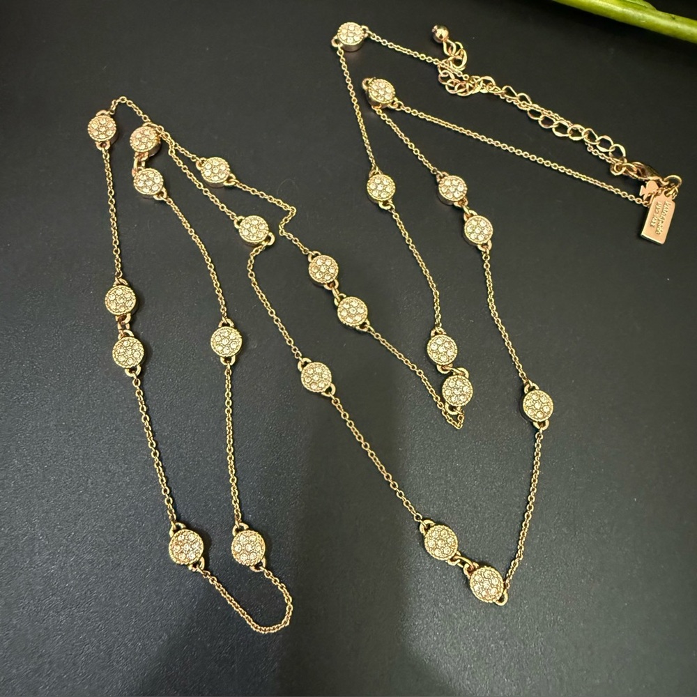 KATE SPADE Rose Gold Gatsby Dot Clear  Pave Crystals Mini Scatter Necklace 14g.